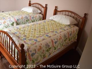 Pair of Pine Spindle Twin Beds.  42" W x 82"L