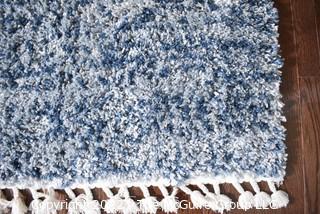 nuLOOM Ellis Blue Indoor Solid Shag Area Rug.  95" x 138".