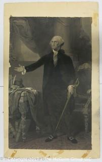 Large format engraving of George Washington circa 1800; labeled "French print"; unframed, trimmed to ~12.5" x 19.5"