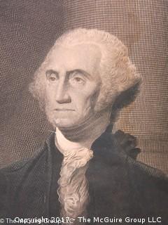 Large format engraving of George Washington circa 1800; labeled "French print"; unframed, trimmed to ~12.5" x 19.5"