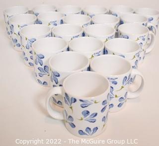 Set Twenty One (21) Crate & Barrel Waechtersbach Germany Mugs in Sweet Pea Pattern. 