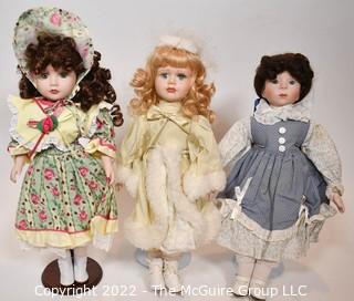 Three (3) Porcelain Dolls with Soft Bodies.