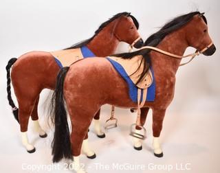 Two (2) Felicity Horses for American Girl Doll Penny Pleasant Company with Saddle & Reins.