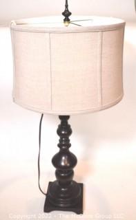 Black Metal Turned Spindle Table Lamp.