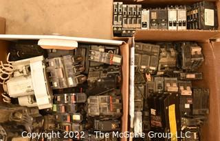 Multiple Boxes of Circuit Breakers. Untested. See all photos. Encourage inspection, Tuesday, April 26, 2-4pm