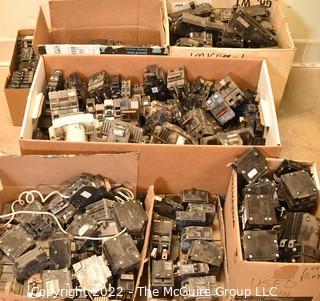 Multiple Boxes of Circuit Breakers. Untested. See all photos. Encourage inspection, Tuesday, April 26, 2-4pm