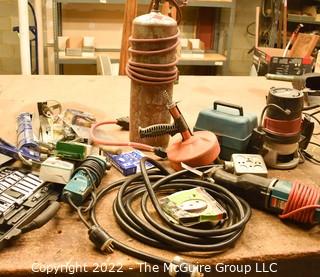 Assorted Electrical Supplies and Electric Bench Tools.  See all photos.  Encourage inspection, Tuesday, April 26, 2-4pm 