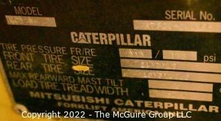 Caterpillar CAT Fork Lift.  Model: G020K  SN AT82C-90877
Hours: 5632 Weight: 7950 lbs.  Lift Capacity: 4000 lbs. Max Height Lift: 130"  Model: GC20K SN:  AT82C-00877 Late pickup - 3pm 