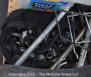 Collection of steel, including threaded pipe.  See all photos.  Encourage inspection, Tuesday, April 26, 2-4pm 