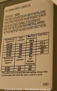 Two (2) 400 AMP, 3 Phase Meter Base, DURHAM 600VAC, 4 JAW, Lever Bypass, OH/NG, Closing plate. Each measure 40 x 20 x 7"