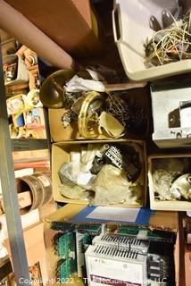 Multiple boxes containing lighting fixtures, parts and accessories.  Encourage inspection. 