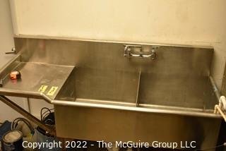 Stainless Steel Double Sink.  Buyer to disassemble.  Measures 72"W x 28"D x 46"T