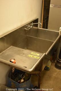 Stainless Steel Double Sink.  Buyer to disassemble.  Measures 72"W x 28"D x 46"T