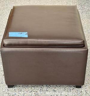 Brown Leather Square Storage Ottoman