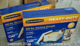 Two (2) New Boxes Bankers Box FastFold Storage Boxes