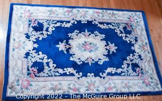 Blue Abusson Wool Area Rug.  48" x 78"