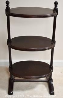 Wood Round 3-Tier Pie Shelf End Table or Plant Stand.  14"D x 30"T.