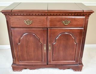 Broyhill Fold Out Buffet Server or Bar Cabinet. 35"T.  x  38"L folded.   59"L when folded out. 