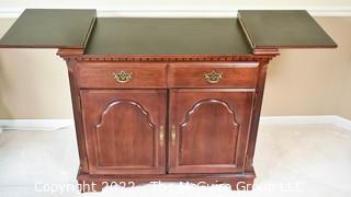 Broyhill Fold Out Buffet Server or Bar Cabinet. 35"T.  x  38"L folded.   59"L when folded out. 