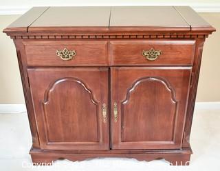 Broyhill Fold Out Buffet Server or Bar Cabinet. 35"T.  x  38"L folded.   59"L when folded out. 