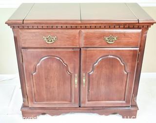 Broyhill Fold Out Buffet Server or Bar Cabinet. 35"T.  x  38"L folded.   59"L when folded out. 