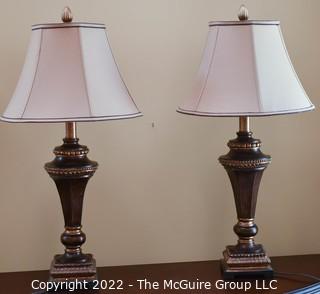 Pair of Contemporary Urn Shaped Table Lamps with Shades.  31"T.