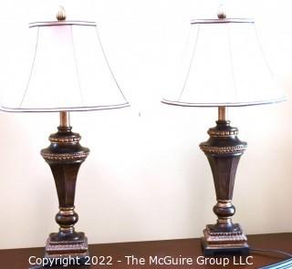 Pair of Contemporary Urn Shaped Table Lamps with Shades.  31"T.