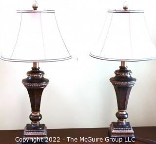 Pair of Contemporary Urn Shaped Table Lamps with Shades.  31"T.