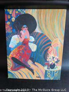 Original painting of diva on artists board; signed Solar; 16 x 20"