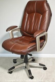 Lane Brown Leather Office Chair with Casters.