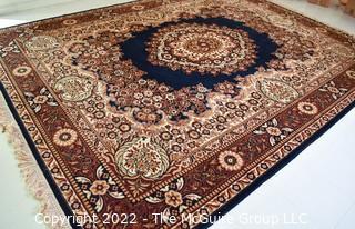 Machine Made Rug with Medallion Center and Border on Brown Ground.  105" x 145" 