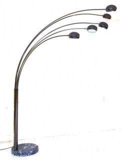 Mid Century Chrome Five Globe Swing Arm Floor Lamp with Marble Base.  