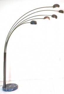 Mid Century Chrome Five Globe Swing Arm Floor Lamp with Marble Base.  