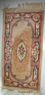 Beige Aubusson Wool Area Rug. 31"x 70".