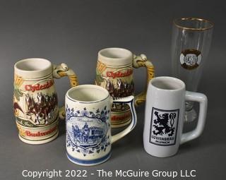 Collection of Beer Steins and glassware