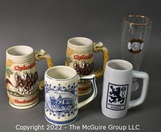 Collection of Beer Steins and glassware