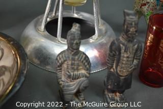 Eclectic group including Yacht Lamp and several Silver Business card Cases