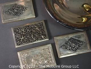 Eclectic group including Yacht Lamp and several Silver Business card Cases