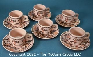 Set of (6) Handmade Grecian Expresso Cups and Saucers.  Made by Kipolias. 