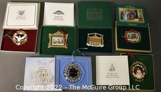 Six (6) White House Historical Association Holiday Christmas Ornaments: 1993, 1994, 1997, 1998, 2009, 2011, 