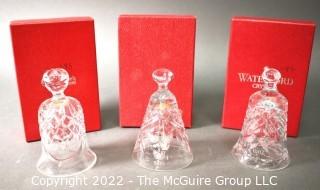 Three (3) Waterford Crystal Christmas Bells With Box - 1985, 1986 & 1987