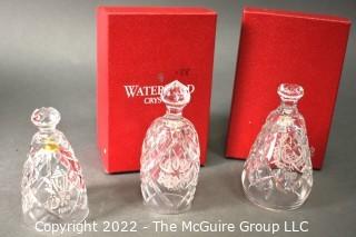 Three (3) Waterford Crystal Christmas Bells With Box - 1984, 1988 & 1989.