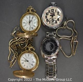 Collection of pocket watches and watch fobs