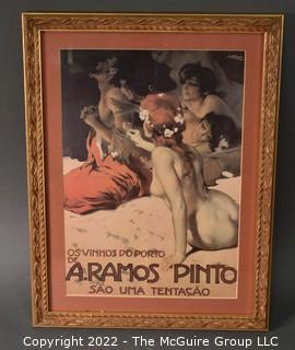 Framed A. Ramos Pinto 1922 by Leopoldo Metlicovitz Art Print Poster. 11" x 15".