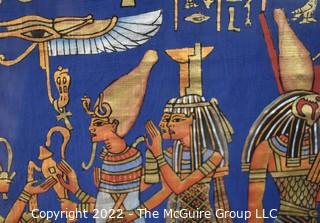 Egyptian Painted Scene on Papyrus.  Measures 20 x 37"