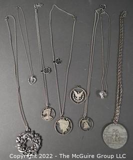 Silver Jewelry Including Cut Out Coin Pendants