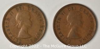 (2) 1953 Canadian Cents.  Consignor notes possible error coins.  You decide