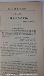 1868 Report of John Jay to the State of New York regarding the establishment of a national cemetery at Antietam.   