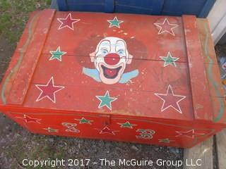 Hand Painted Circus Trunk; on casters 16 1/2" x 21" 35"