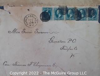 1881 Postmark/Stamps with Valentine's Day Card inside 